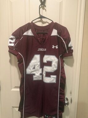 Under Armour Maroon and White Football Jersey #42